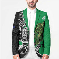 New Zealand and Ireland Rugby Custom Blazer Maori Tiki Fern Irish Celtic Cross LT14 - Polynesian Pride