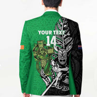 New Zealand and Ireland Rugby Custom Blazer Maori Tiki Fern Irish Celtic Cross LT14 - Polynesian Pride