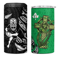 New Zealand and Ireland Rugby 4 in 1 Can Cooler Tumbler Maori Tiki Fern Irish Celtic Cross LT14 One Size: 16 oz Green - Polynesian Pride