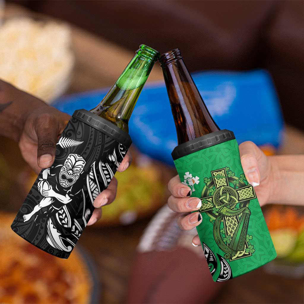 New Zealand and Ireland Rugby 4 in 1 Can Cooler Tumbler Maori Tiki Fern Irish Celtic Cross LT14 - Polynesian Pride