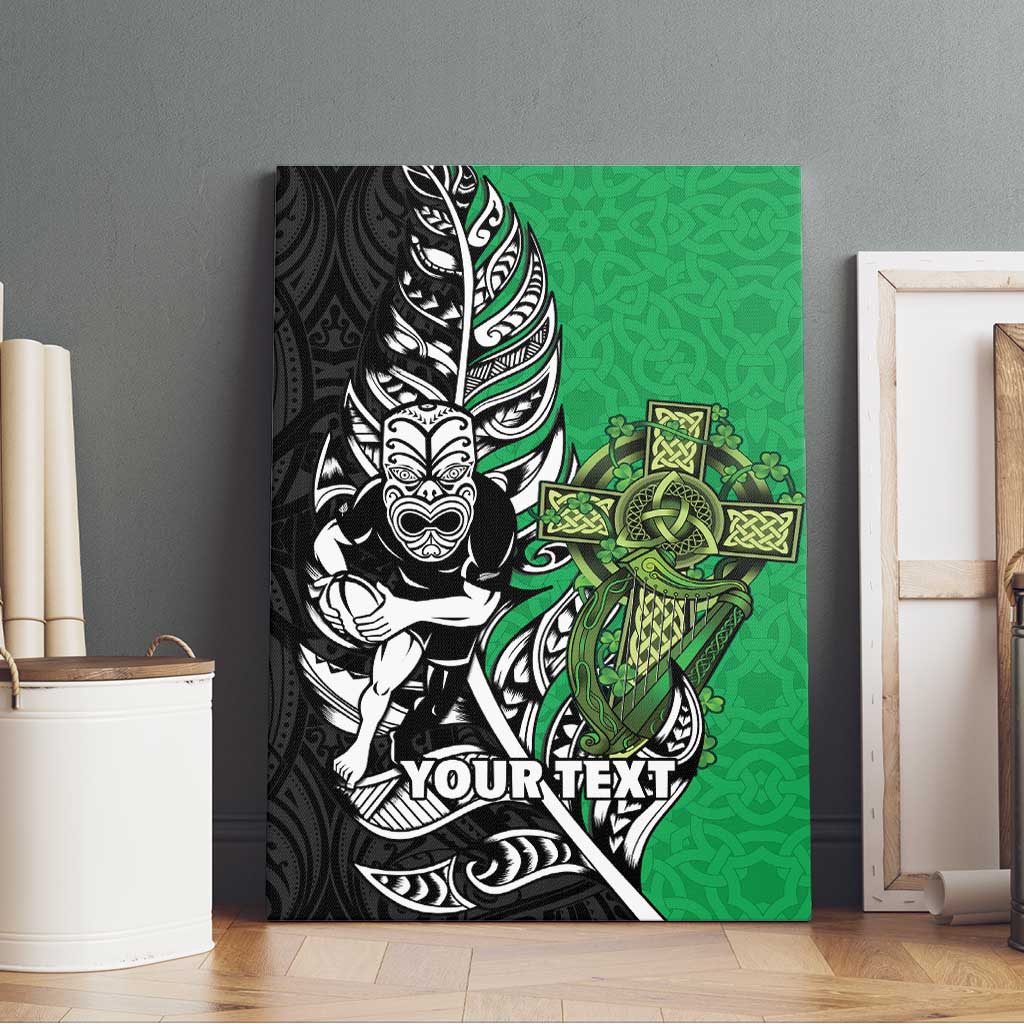 New Zealand and Ireland Rugby Custom Canvas Wall Art Maori Tiki Fern Irish Celtic Cross LT14 - Polynesian Pride