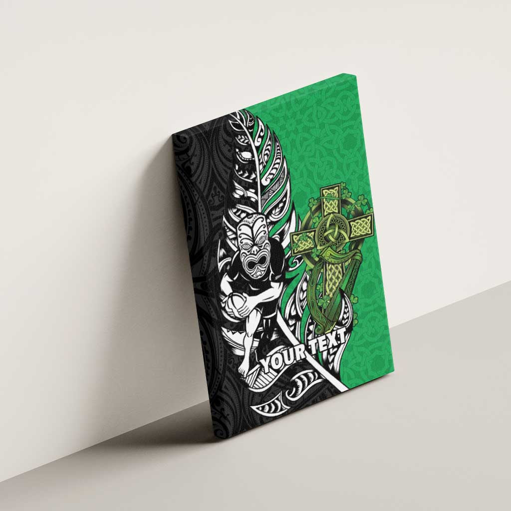 New Zealand and Ireland Rugby Custom Canvas Wall Art Maori Tiki Fern Irish Celtic Cross LT14 - Polynesian Pride