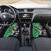New Zealand and Ireland Rugby Custom Car Mats Maori Tiki Fern Irish Celtic Cross LT14 Set 2pcs - Front Green - Polynesian Pride