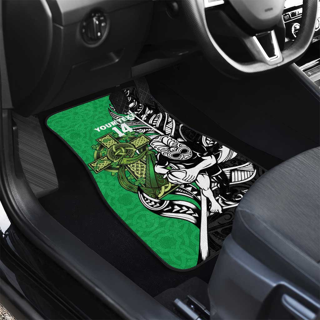 New Zealand and Ireland Rugby Custom Car Mats Maori Tiki Fern Irish Celtic Cross LT14 - Polynesian Pride
