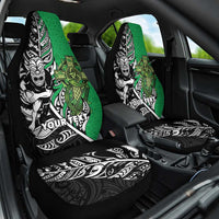 New Zealand and Ireland Rugby Custom Car Seat Cover Maori Tiki Fern Irish Celtic Cross LT14 One Size Green - Polynesian Pride