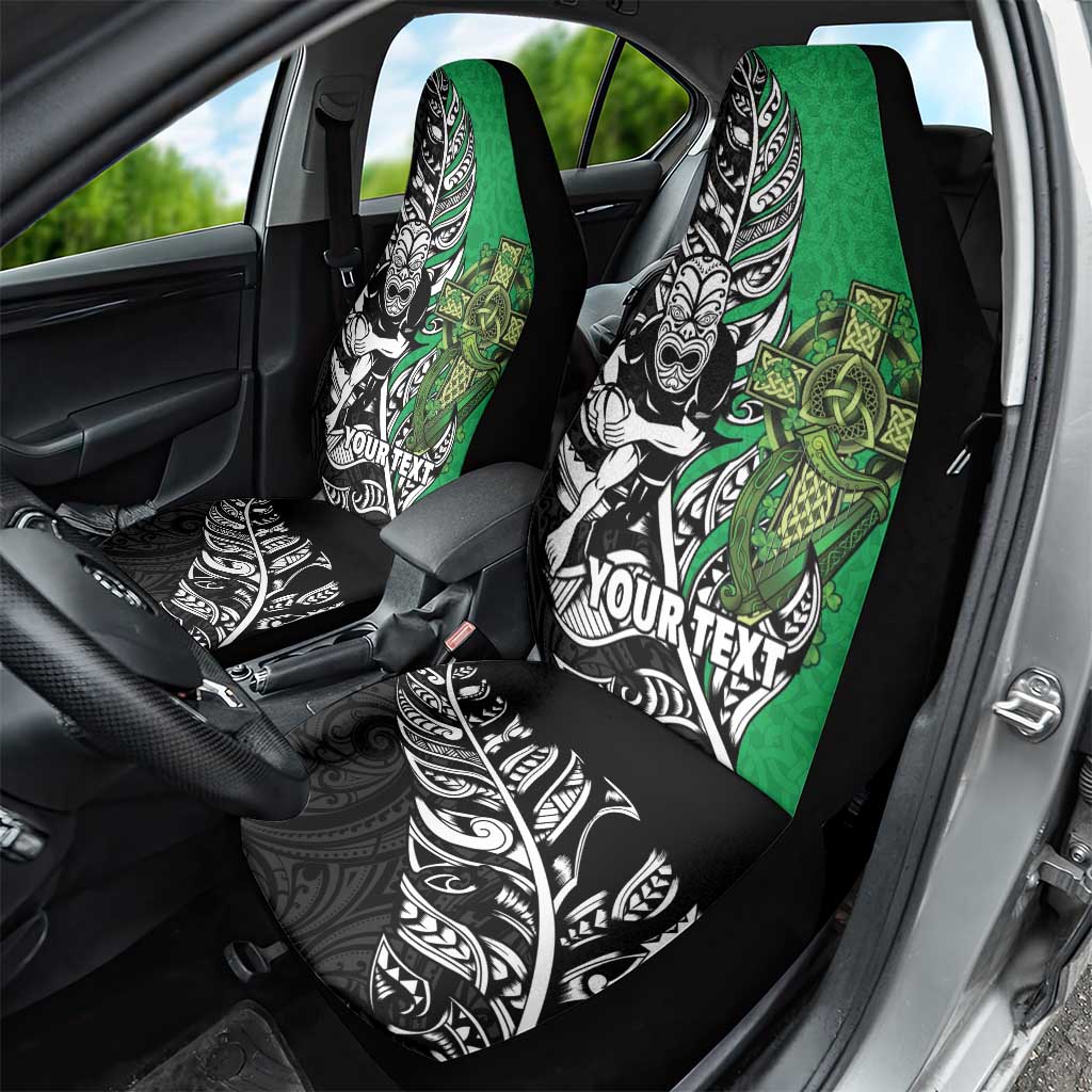 New Zealand and Ireland Rugby Custom Car Seat Cover Maori Tiki Fern Irish Celtic Cross LT14 - Polynesian Pride