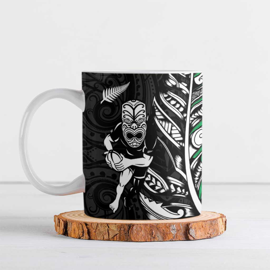 New Zealand and Ireland Rugby Ceramic Mug Maori Tiki Fern Irish Celtic Cross LT14 Green - Polynesian Pride