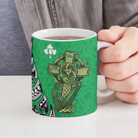 New Zealand and Ireland Rugby Ceramic Mug Maori Tiki Fern Irish Celtic Cross LT14 - Polynesian Pride