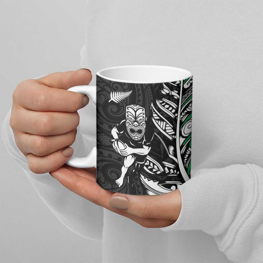 New Zealand and Ireland Rugby Ceramic Mug Maori Tiki Fern Irish Celtic Cross LT14 - Polynesian Pride