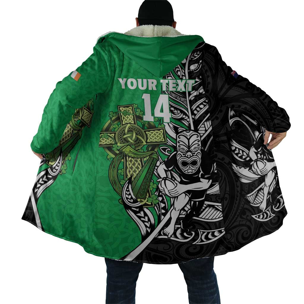 New Zealand and Ireland Rugby Custom Cloak Maori Tiki Fern Irish Celtic Cross LT14 - Polynesian Pride