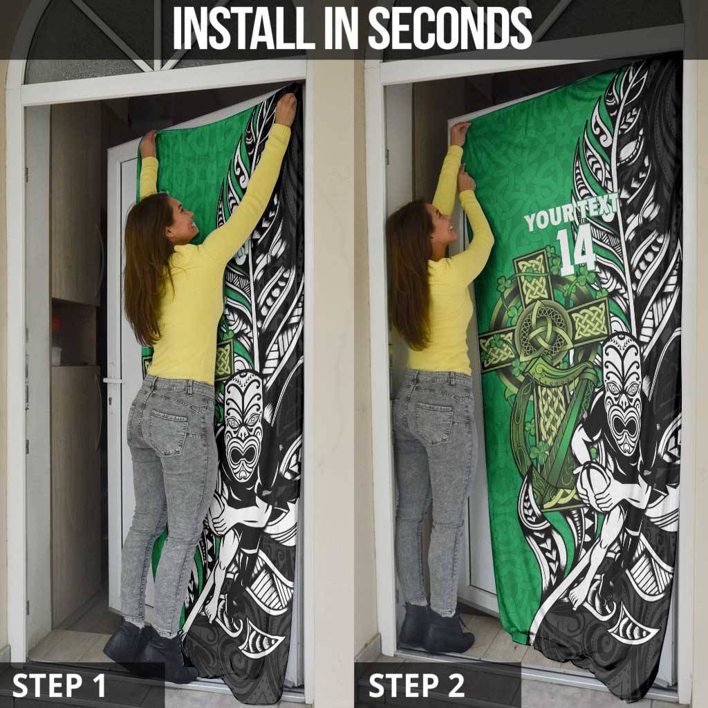 New Zealand and Ireland Rugby Custom Door Cover Maori Tiki Fern Irish Celtic Cross LT14 - Polynesian Pride