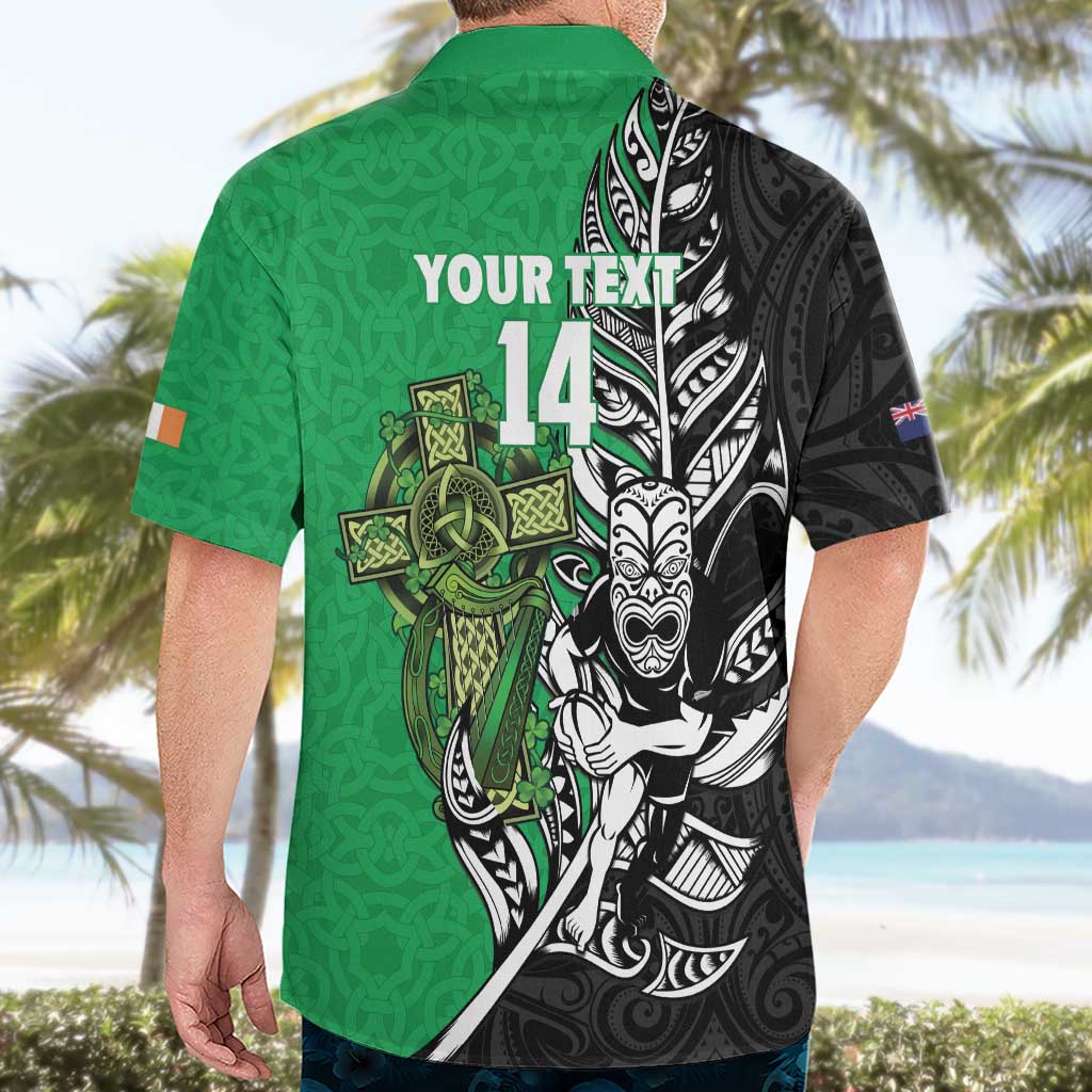 New Zealand and Ireland Rugby Custom Hawaiian Shirt Maori Tiki Fern Irish Celtic Cross LT14 - Polynesian Pride