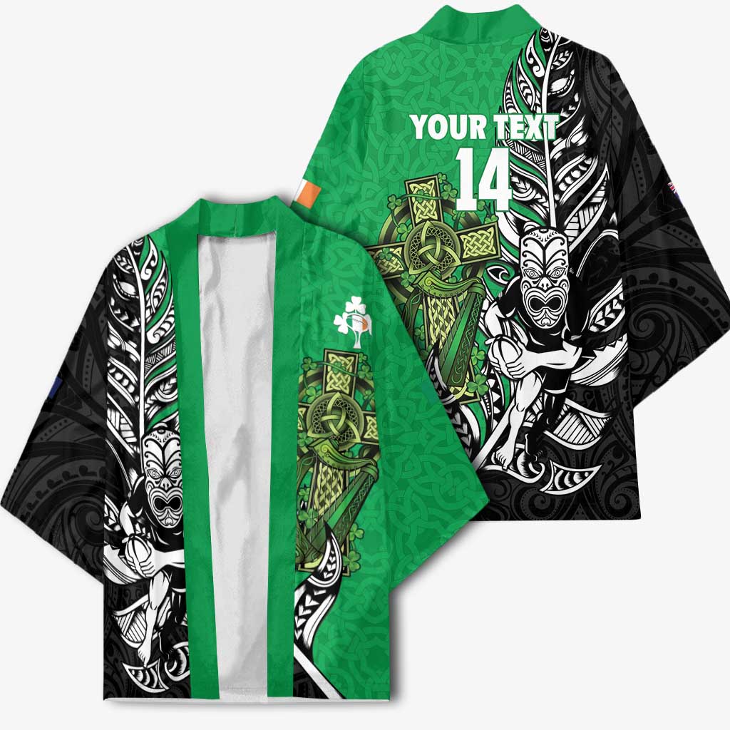 New Zealand and Ireland Rugby Custom Kimono Maori Tiki Fern Irish Celtic Cross LT14 - Polynesian Pride