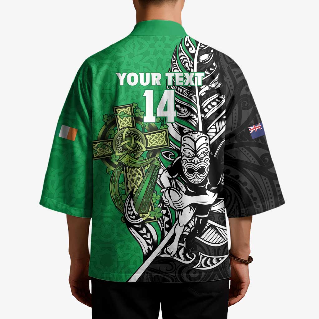 New Zealand and Ireland Rugby Custom Kimono Maori Tiki Fern Irish Celtic Cross LT14 - Polynesian Pride