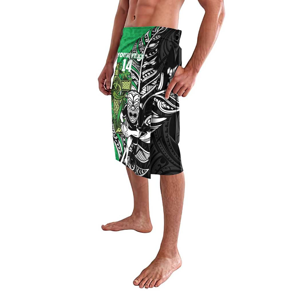 New Zealand and Ireland Rugby Custom Lavalava Maori Tiki Fern Irish Celtic Cross LT14 - Polynesian Pride