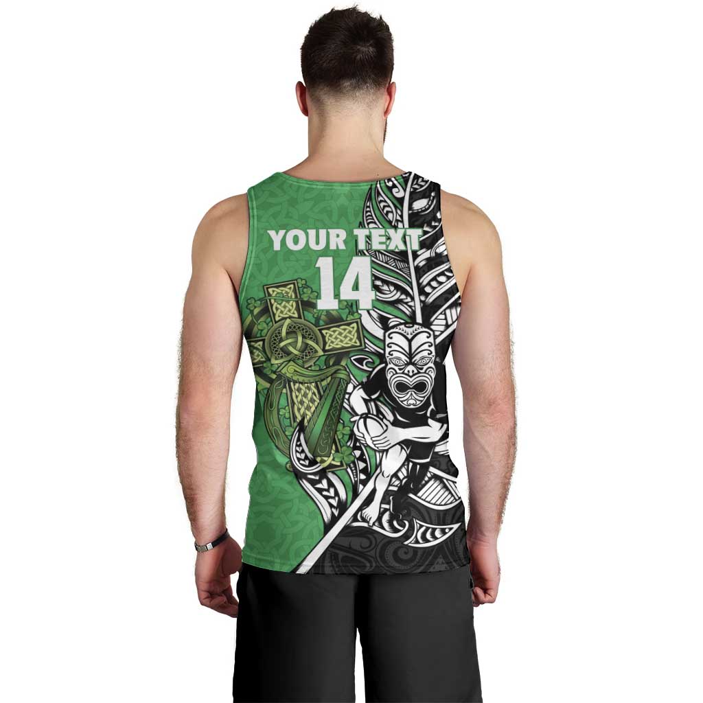 New Zealand and Ireland Rugby Custom Men Tank Top Maori Tiki Fern Irish Celtic Cross LT14 - Polynesian Pride