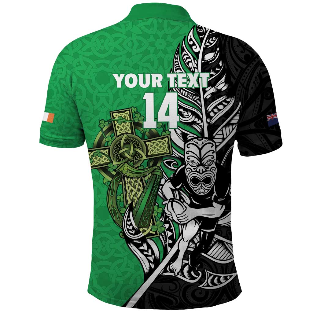 New Zealand and Ireland Rugby Custom Polo Shirt Maori Tiki Fern Irish Celtic Cross LT14 - Polynesian Pride