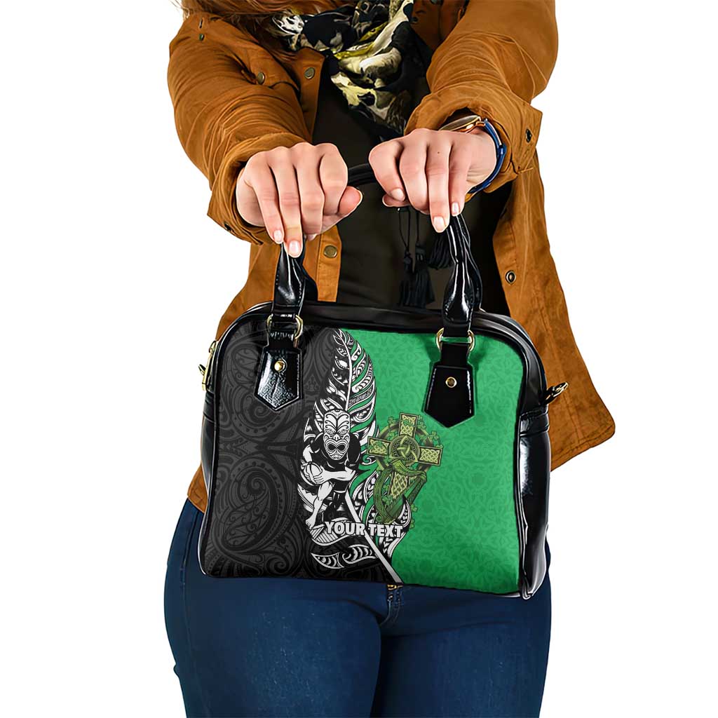 New Zealand and Ireland Rugby Custom Shoulder Handbag Maori Tiki Fern Irish Celtic Cross LT14 One Size Green - Polynesian Pride