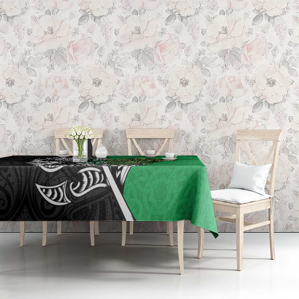 New Zealand and Ireland Rugby Custom Tablecloth Maori Tiki Fern Irish Celtic Cross LT14 - Polynesian Pride