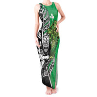 New Zealand and Ireland Rugby Custom Tank Maxi Dress Maori Tiki Fern Irish Celtic Cross LT14 Women Green - Polynesian Pride