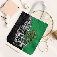 New Zealand and Ireland Rugby Custom Tote Bag Maori Tiki Fern Irish Celtic Cross LT14 White Strap One Size Green - Polynesian Pride