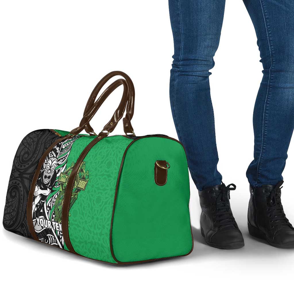 New Zealand and Ireland Rugby Custom Travel Bag Maori Tiki Fern Irish Celtic Cross LT14 - Polynesian Pride