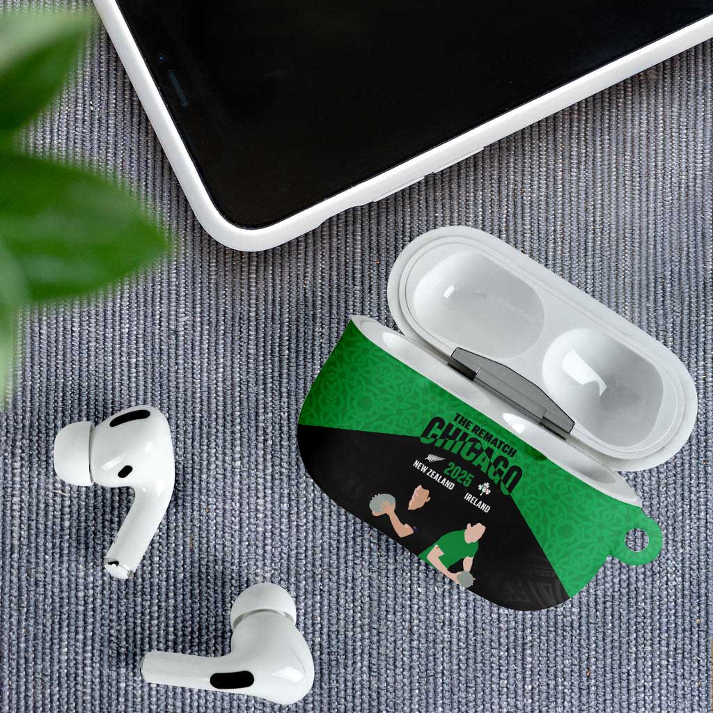 New Zealand and Ireland Rugby AirPods Case Chicago 2025 Go All Black Shamrocks LT14 - Polynesian Pride
