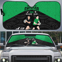 New Zealand and Ireland Rugby Auto Sun Shade Chicago 2025 Go All Black Shamrocks LT14 Black - Polynesian Pride
