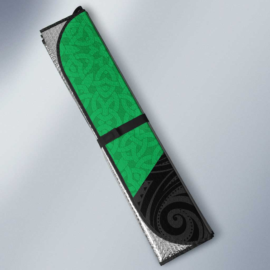New Zealand and Ireland Rugby Auto Sun Shade Chicago 2025 Go All Black Shamrocks LT14 - Polynesian Pride