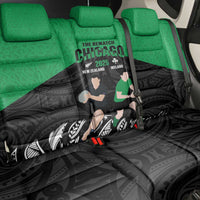 New Zealand and Ireland Rugby Back Car Seat Cover Chicago 2025 Go All Black Shamrocks LT14 - Polynesian Pride