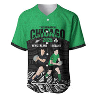 New Zealand and Ireland Rugby Custom Baseball Jersey Chicago 2025 Go All Black Shamrocks LT14 Black - Polynesian Pride