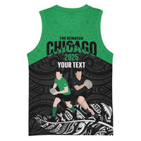 New Zealand and Ireland Rugby Custom Basketball Jersey Chicago 2025 Go All Black Shamrocks - Polynesian Pride