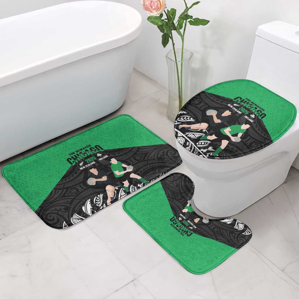 New Zealand and Ireland Rugby Bathroom Set Chicago 2025 Go All Black Shamrocks LT14 - Polynesian Pride