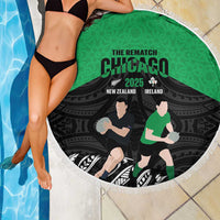 New Zealand and Ireland Rugby Beach Blanket Chicago 2025 Go All Black Shamrocks LT14 - Polynesian Pride