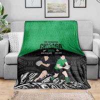 New Zealand and Ireland Rugby Blanket Chicago 2025 Go All Black Shamrocks LT14 - Polynesian Pride