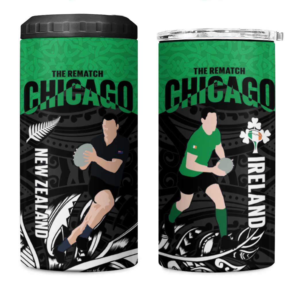 New Zealand and Ireland Rugby 4 in 1 Can Cooler Tumbler Chicago 2025 Go All Black Shamrocks LT14 One Size: 16 oz Black - Polynesian Pride