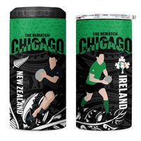 New Zealand and Ireland Rugby 4 in 1 Can Cooler Tumbler Chicago 2025 Go All Black Shamrocks LT14 One Size: 16 oz Black - Polynesian Pride