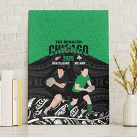 New Zealand and Ireland Rugby Canvas Wall Art Chicago 2025 Go All Black Shamrocks LT14 Without Frame Black - Polynesian Pride
