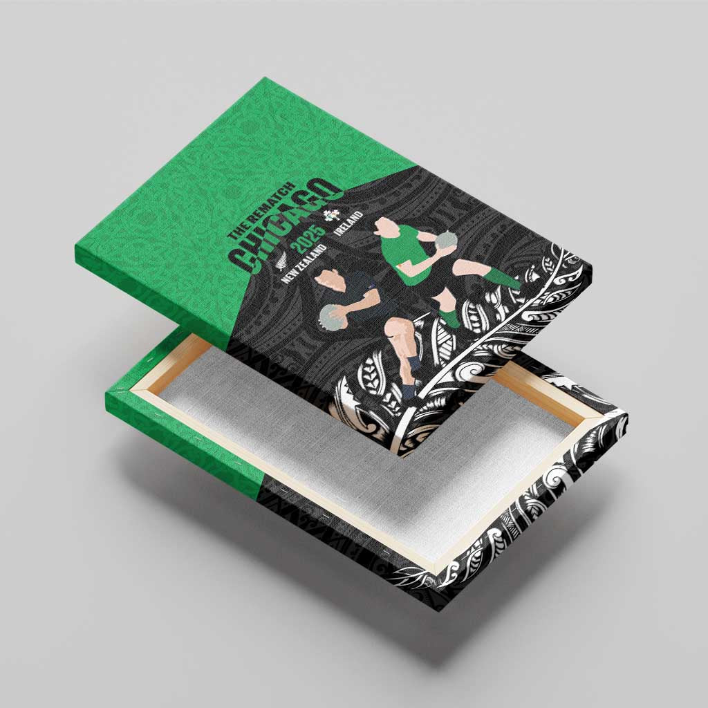 New Zealand and Ireland Rugby Canvas Wall Art Chicago 2025 Go All Black Shamrocks LT14 - Polynesian Pride