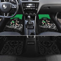New Zealand and Ireland Rugby Custom Car Mats Chicago 2025 Go All Black Shamrocks LT14 Set 4pcs Black - Polynesian Pride