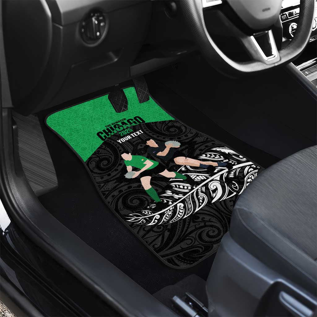 New Zealand and Ireland Rugby Custom Car Mats Chicago 2025 Go All Black Shamrocks LT14 - Polynesian Pride