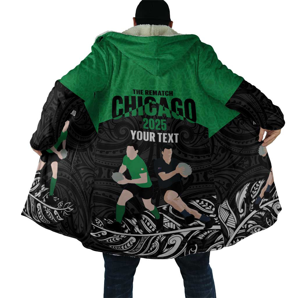 New Zealand and Ireland Rugby Custom Cloak Chicago 2025 Go All Black Shamrocks LT14 - Polynesian Pride