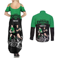 New Zealand and Ireland Rugby Custom Couples Matching Summer Maxi Dress and Long Sleeve Button Shirt Chicago 2025 Go All Black Shamrocks - Polynesian Pride