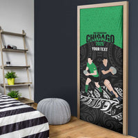 New Zealand and Ireland Rugby Custom Door Cover Chicago 2025 Go All Black Shamrocks LT14 - Polynesian Pride
