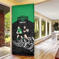 New Zealand and Ireland Rugby Custom Door Cover Chicago 2025 Go All Black Shamrocks LT14 - Polynesian Pride