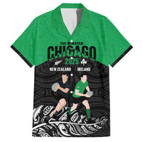 New Zealand and Ireland Rugby Custom Family Matching Long Sleeve Bodycon Dress and Hawaiian Shirt Chicago 2025 Go All Black Shamrocks LT14 Dad's Shirt - Short Sleeve Black - Polynesian Pride