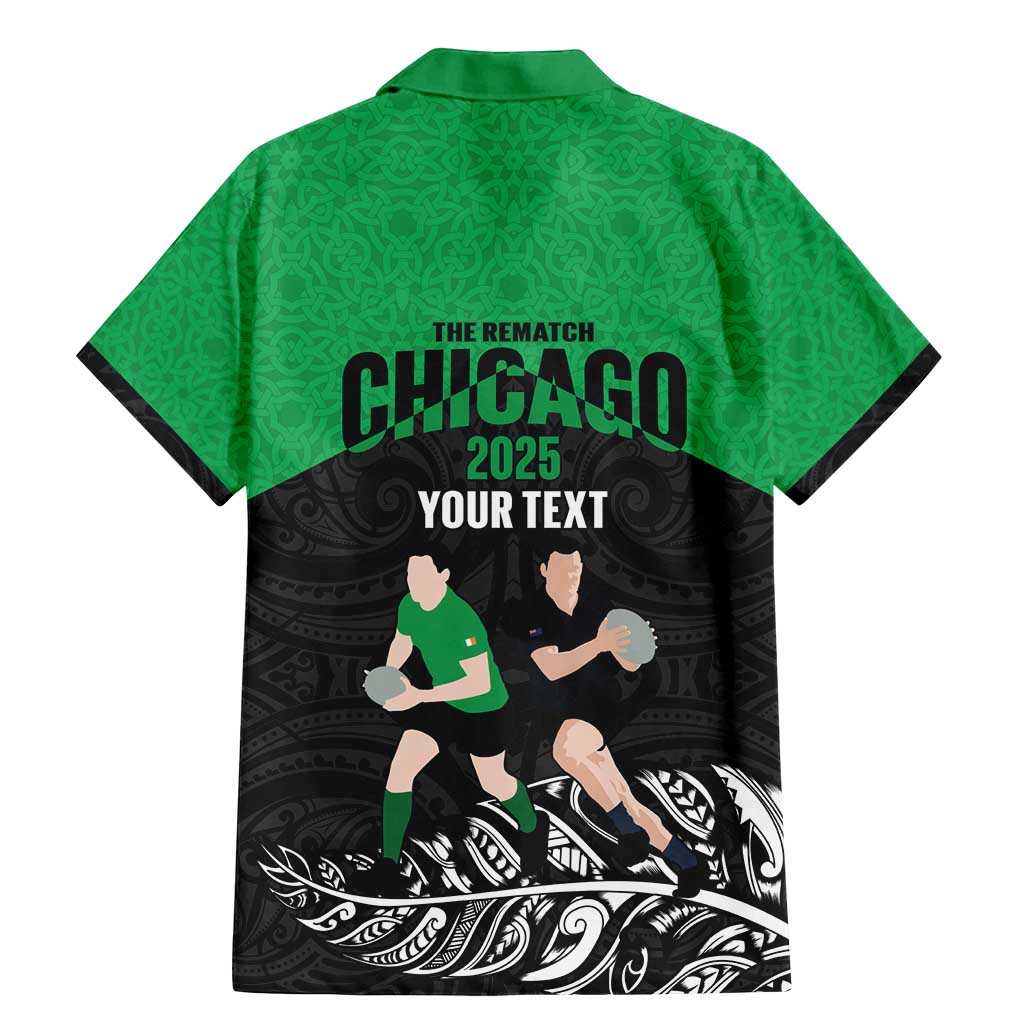 New Zealand and Ireland Rugby Custom Family Matching Mermaid Dress and Hawaiian Shirt Chicago 2025 Go All Black Shamrocks LT14 - Polynesian Pride