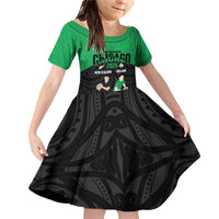 New Zealand and Ireland Rugby Custom Family Matching Off Shoulder Short Dress and Hawaiian Shirt Chicago 2025 Go All Black Shamrocks LT14 Daughter's Dress Black - Polynesian Pride