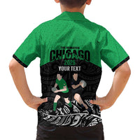 New Zealand and Ireland Rugby Custom Family Matching Tank Maxi Dress and Hawaiian Shirt Chicago 2025 Go All Black Shamrocks LT14 - Polynesian Pride