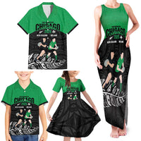 New Zealand and Ireland Rugby Custom Family Matching Tank Maxi Dress and Hawaiian Shirt Chicago 2025 Go All Black Shamrocks LT14 - Polynesian Pride